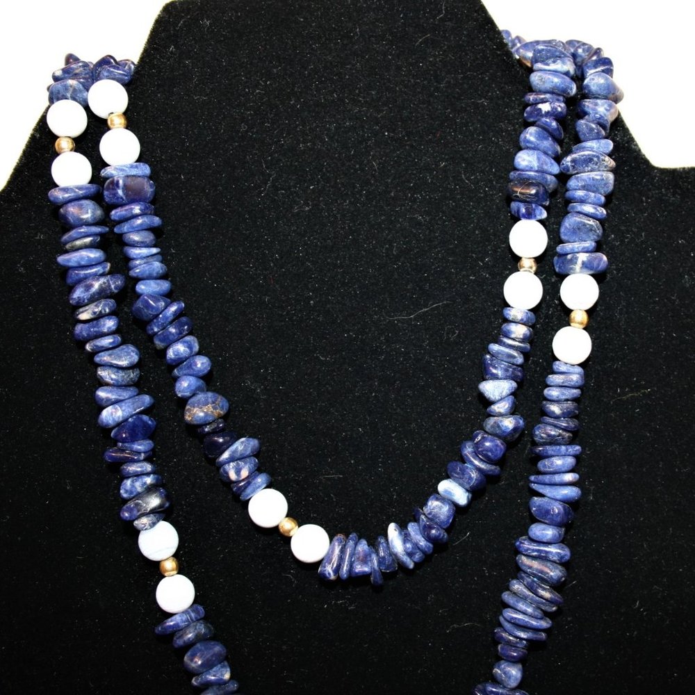 Lovely blue gemstone rustic necklace